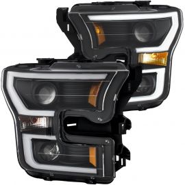 ANZO 2015-2017 Ford F-150 Projector Headlights w/ Plank Style Switchback Black w/ Amber buy in USA