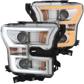 ANZO 2015-2017 Ford F-150 Projector Headlights w/ Plank Style Switchback Chrome w/ Amber buy in USA