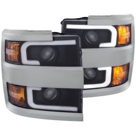 ANZO 2015-2016 Chevrolet Silverado Projector Headlights w/ Plank Style Design Black w/ Amber buy in USA