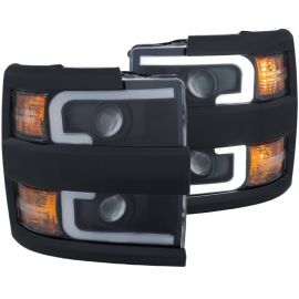 ANZO Projector Headlights With Plank Style Design Black w/Amber 15-17 Chevrolet Silverado 2500/3500 buy in USA