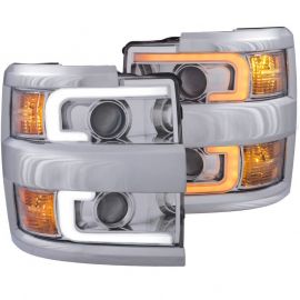 ANZO Projector Headlights 15-17 Chevrolet Silverado 2500HD / 3500HD Chrome w/ Chrome Rim buy in USA