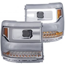 ANZO 16-17 Chevy Silverado 1500 Projector Headlights Plank Style Design Chrome w/ Amber buy in USA