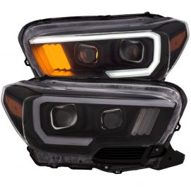 ANZO 2016-2017 Toyota Tacoma Projector Headlights w/ Plank Style Black w/ Amber buy in USA