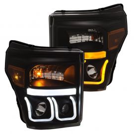 ANZO 11-16 Ford F-150 Super Duty Projector Headlights w/ U-Bar Switchback Black w/ Amber buy in USA