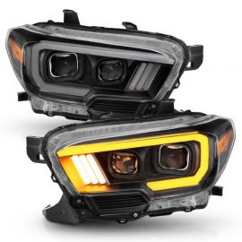 ANZO 2016-2017 Toyota Tacoma Projector Headlights w/ Plank Style Switchback Black w/ Amber w/ DRL buy in USA