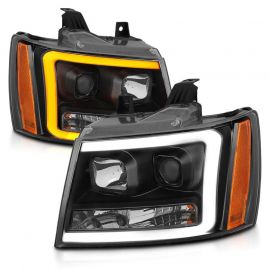 ANZO 07-14 Chevy Tahoe Projector Headlights w/ Plank Style Design Black w/ Amber buy in USA