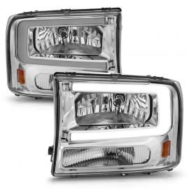 ANZO 99-04 Ford F250/F350/F450/Excursion (excl. 99) Crystal Headlights - w/ Light Bar Chrome Housing buy in USA