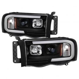 Spyder 02-05 Dodge Ram 1500 Light Bar Projector Headlights - Black (PRO-YD-DR02V2-LB-BK) buy in USA