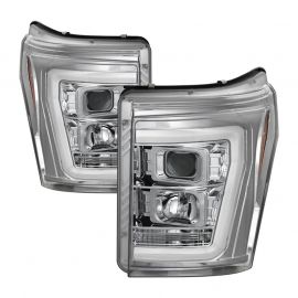 Spyder 11-16 Ford F-250/F-350 V2 Projector Headlights - Light Bar DRL - Chrome PRO-YD-FS11V2-LB-C buy in USA