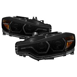 Spyder 12-14 BMW F30 3 Series 4DR Projector Headlights - LED DRL - Blk Smoke PRO-YD-BMWF3012-DRL-BSM buy in USA