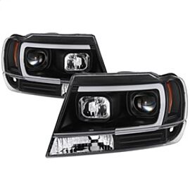 Spyder 99-04 Jeep Grand Cherokee Projector Headlights - Light Bar DRL LED - Black buy in USA