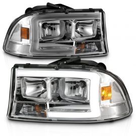 ANZO 97-04 Dodge Dakota/Durango Crystal headlight Set w/ Light Bar Chrome Housing buy in USA