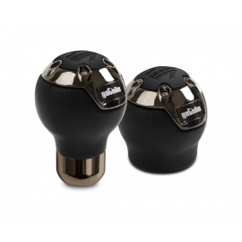 Momo Gotham Shift Knob - Black Leather, Dark Chrome Insert buy in USA