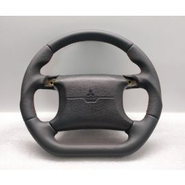 MITSUBISHI GTO 3000GT MK2 STEERING WHEEL FLAT BOTTOM CUSTOM RED STITCH buy in USA