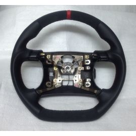 MITSUBISHI GTO 3000GT STEERING WHEEL LEATHER FLAT BOTTOM CUSTOM RED STITCH buy in USA