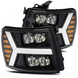 AlphaRex 07-13 Chevy 1500HD NOVA LED Proj Headlights Plank Style Matte Blk w/Activ Light/Seq Signal buy in USA