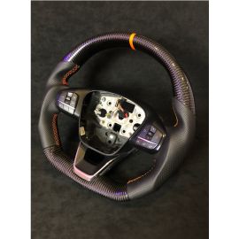 FORD TRANSIT CUSTOM MK8 STEERING WHEEL FLAT NEW CARBON + LEATHER ORANGE buy in USA