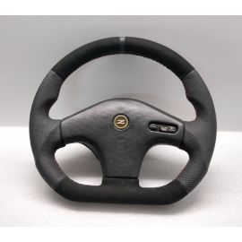 NISSAN 300ZX Z32 STEERING WHEEL FLAT BOTTOM CUSTOM ALCANTARA RED STITCH JDM buy in USA