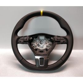 VW T5 STEERING WHEEL FLAT BOTTOM YELLOW BAND `12 NEW LEATHER TRANSPORTER 5.1 buy in USA