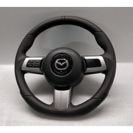 MAZDA MX5 STEERING WHEEL FLAT LEATHER CUSTOM BAND mk3 mk3.5 05-10 CX7 RX8 buy in USA