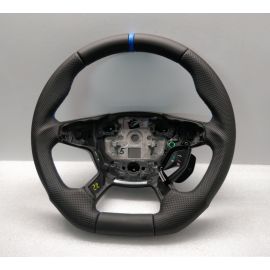 FORD FOCUS mk3 STEERING WHEEL FLAT NEW LEATHER + BLUE BAND 2011-2018 4 Spoke buy in USA