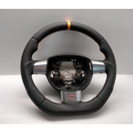 FORD FOCUS ST STEERING WHEEL FLAT NAPPA LEATHER + ORANGE BAND 2005-2010 CUSTOM buy in USA