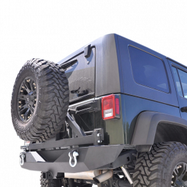 DV8 Offroad 07-18 Jeep Wrangler JK Rear Aluminum Bumper w/ Tire Carrier - Black buy in USA