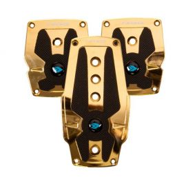 NRG Aluminum Sport Pedal M/T - Chrome Gold w/Black Rubber Inserts