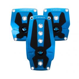 NRG Brushed Aluminum Sport Pedal M/T - Blue w/Black Rubber Inserts