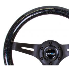 NRG Classic Wood Grain Steering Wheel (310mm) Black Sparkle w/Blk 3-Spoke Center