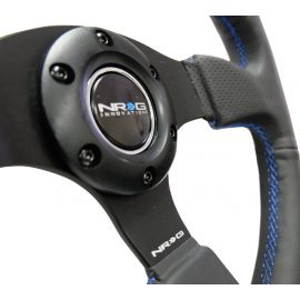 NRG Reinforced Steering Wheel (320mm) Black Leather w/Blue Stitching