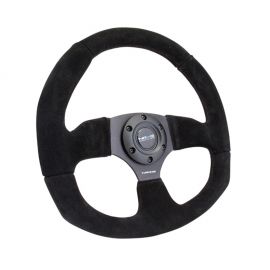 NRG Reinforced Steering Wheel (320mm Horizontal / 330mm Vertical) Black Suede w/Black Stitching