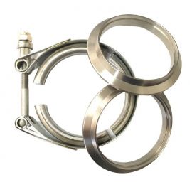 Ticon Industries 3.0in Titanium V-Band Clamp Assembly (2 Flanges/1 Clamp)