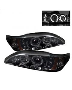 Spyder Ford Mustang 94-98 1PC Projector LED Halo Amber Reflctr LED Smk PRO-YD-FM94-1PC-AM-SMC buy in USA