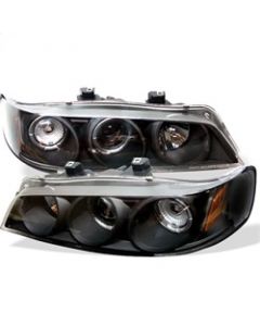 Spyder Honda Accord 94-97 1PC Projector Headlights LED Halo Amber Reflctr Blk PRO-YD-HA94-AM-BK buy in USA