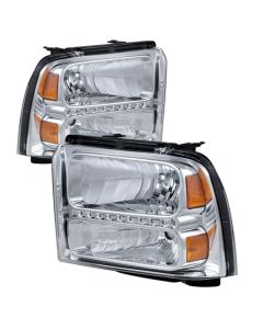 Xtune Ford F250/350/450 Super Duty 05-07 Crystal Headlights w/ LED Chrome HD-JH-FS05-LED-C buy in USA