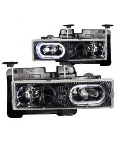 ANZO 1988-1998 Chevrolet C1500 Crystal Headlights Carbon w/ Halo buy in USA