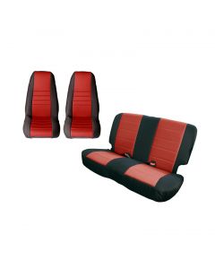 Rugged Ridge Seat Cover Kit Black/Red 80-90 Jeep CJ/YJ buy in USA