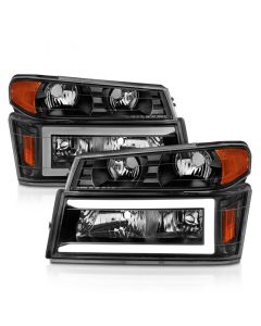 ANZO 04-12 GM Colorado/Canyon/I-Series Crystal Headlights - w/ Light Bar Black Housing 4pcs buy in USA