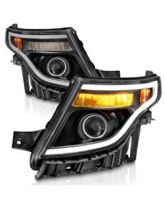 ANZO 11-15 Ford Explorer (w/Factory Halogen HL Only) Projector Headlights w/Light Bar Black Housing buy in USA