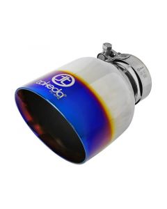 aFe Takeda 304 Stainless Steel Clamp-On Exhaust Tip 2.5in. Inlet / 4.5in. Outlet - Blue Flame buy in USA