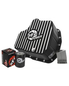 aFe 011-16 GM Diesel Trucks V8-6.6L LML Engine Oil Pan Black POWER Pro Series w/ Machined Fins buy in USA