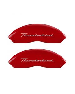 MGP 4 Caliper Covers Engrvd Front No bolts/Tbird Engrvd Rear/Tbird Emblem Red fnsh slvr ch buy in USA