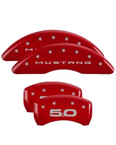 MGP 4 Caliper Covers Engraved Front 2015/Mustang Engraved Rear 2015/50 Red finish silver ch buy in USA