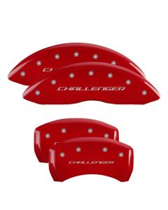 MGP 4 Caliper Covers Engraved Front & Rear Block/Challenger Red finish silver ch buy in USA