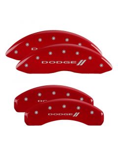 MGP 4 Caliper Covers Engraved Front & Rear 11-18 Dodge Durango Red Finish Silver Dodge II Logo buy in USA