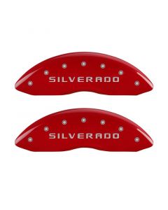 MGP Front set 2 Caliper Covers Engraved Front Silverado Red finish silver ch buy in USA