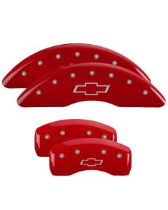 MGP 4 Caliper Covers Engraved Front & Rear Bowtie Red Finish Silver Char 2018 Chevrolet Traverse buy in USA