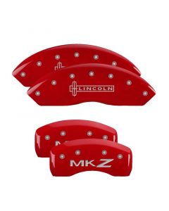 MGP 4 Caliper Covers Engraved Front Lincoln Engraved Rear MKZ Red finish silver ch buy in USA