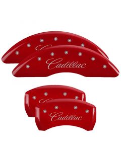 MGP 4 Caliper Covers Engraved Front & Rear Cursive/Cadillac Red Finish Silver Char 2016 Cadillac CT6 buy in USA